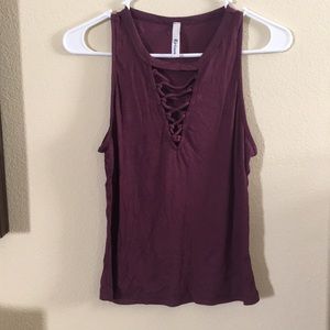 Purple lace up front tank